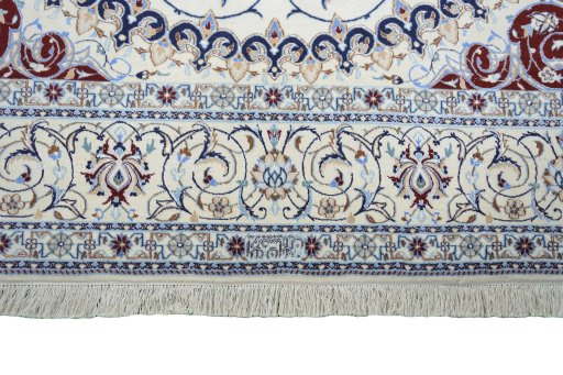Full view of New Nain rug from Iran / Persia, 314 × 205 cm in Beige tones