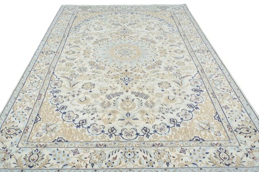 Surface texture of New Nain rug with natural Wool and intricate pattern