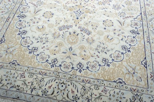 Close-up detail of New Nain rug from Iran / Persia showing Wool weave