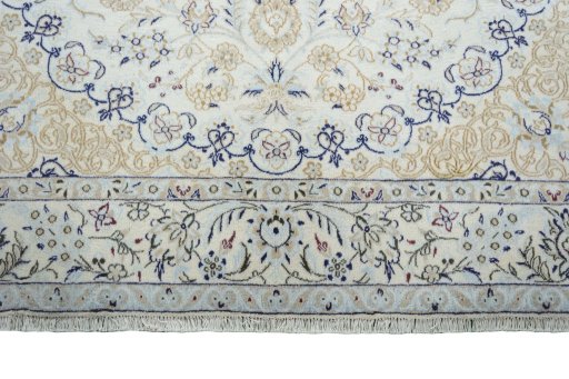 Full view of New Nain rug from Iran / Persia, 300 × 193 cm in Beige tones