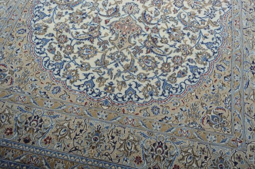 Close-up detail of New Nain rug from Iran / Persia showing Wool weave