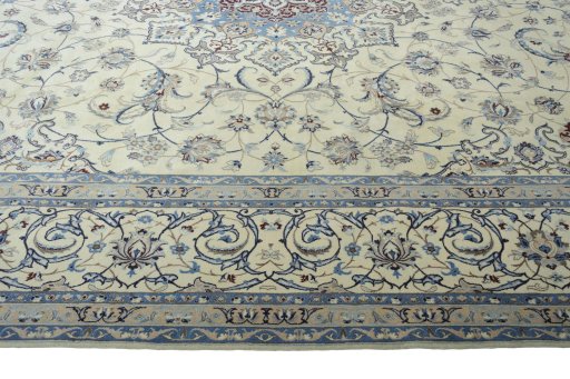 Close-up detail of New Nain rug from Iran / Persia showing Wool weave