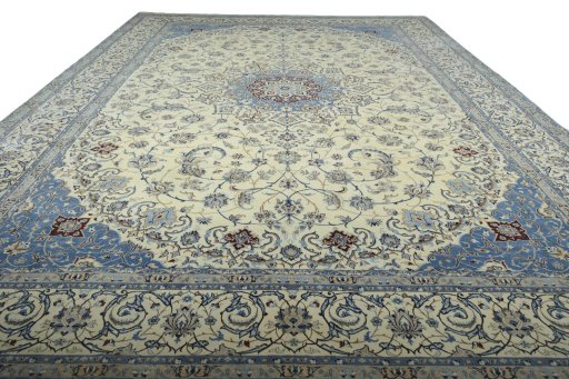 Surface texture of New Nain rug with natural Wool and intricate pattern
