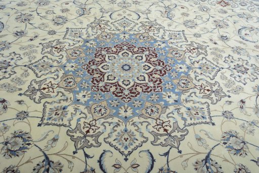 Central medallion detail of New Nain rug from Iran / Persia