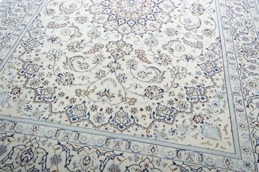 Close-up detail of New Nain rug from Iran / Persia showing Wool weave