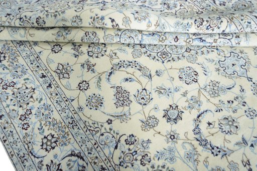 Close-up detail of New Nain rug from Iran / Persia showing Wool weave