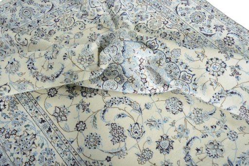 Surface texture of New Nain rug with natural Wool and intricate pattern