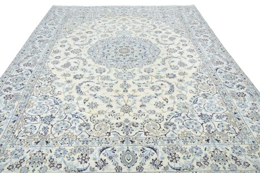 Surface texture of New Nain rug with natural Wool and intricate pattern