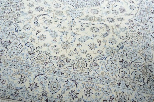 Close-up detail of New Nain rug from Iran / Persia showing Wool weave