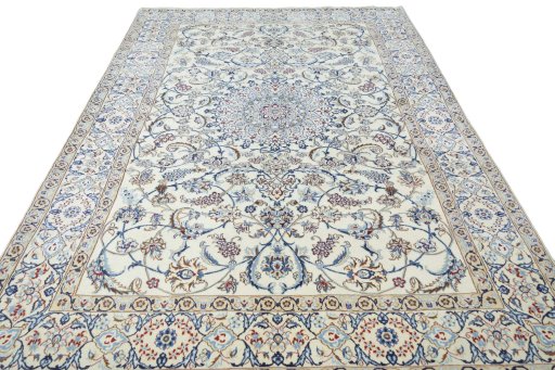 Surface texture of New Nain rug with natural Wool and intricate pattern