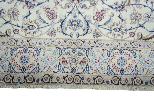 Full view of New Nain rug from Iran / Persia, 310 × 195 cm in Beige tones