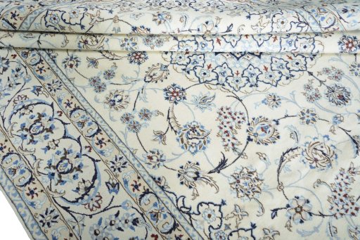 Close-up detail of New Nain rug from Iran / Persia showing Wool weave