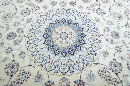 Central medallion detail of New Nain rug from Iran / Persia