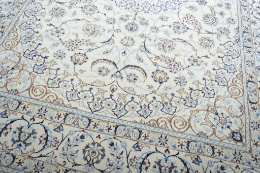 Close-up detail of New Nain rug from Iran / Persia showing Wool weave