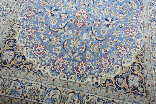 Close-up detail of 2000s Nain rug from Iran / Persia showing Wool weave