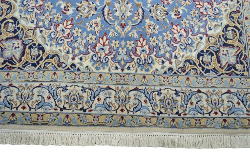 Full view of 2000s Nain rug from Iran / Persia, 288 × 167 cm in Blue tones
