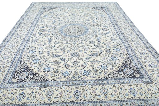 Surface texture of New Nain rug with natural Wool and intricate pattern
