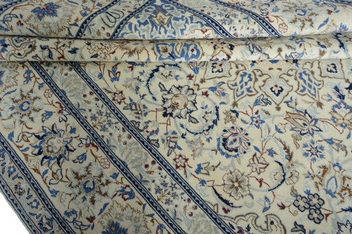 Close-up detail of New Nain rug from Iran / Persia showing Wool weave