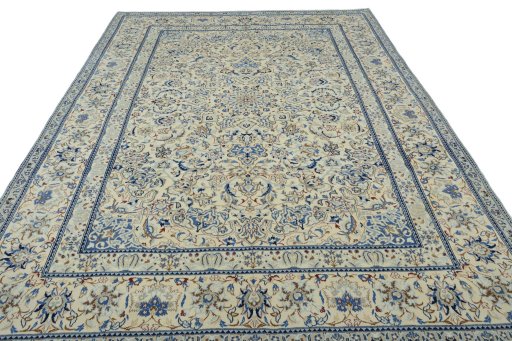 Surface texture of New Nain rug with natural Wool and intricate pattern