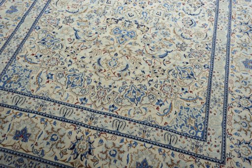 Close-up detail of New Nain rug from Iran / Persia showing Wool weave