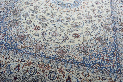 Close-up detail of New Nain rug from Iran / Persia showing Wool weave