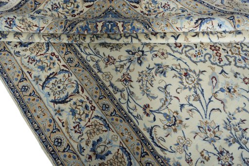 Close-up detail of New Nain rug from Iran / Persia showing Wool weave