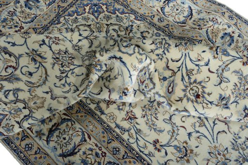 Surface texture of New Nain rug with natural Wool and intricate pattern