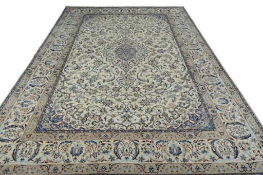Surface texture of New Nain rug with natural Wool and intricate pattern