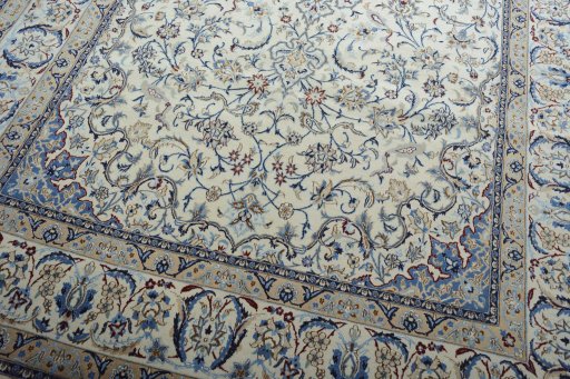 Close-up detail of New Nain rug from Iran / Persia showing Wool weave