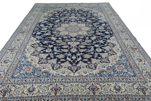 Surface texture of New Nain rug with natural Wool and intricate pattern