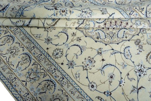 Close-up detail of New Nain rug from Iran / Persia showing Wool weave