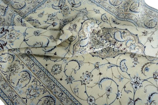 Surface texture of New Nain rug with natural Wool and intricate pattern