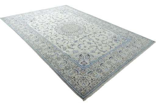 Close-up detail of New Nain rug from Iran / Persia showing Wool weave