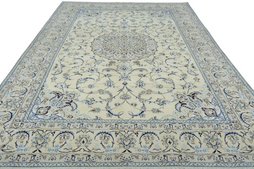 Surface texture of New Nain rug with natural Wool and intricate pattern