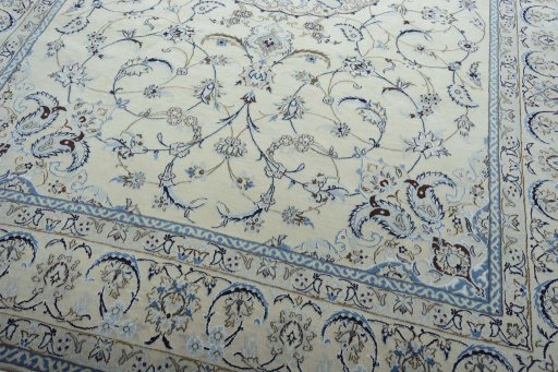 Close-up detail of New Nain rug from Iran / Persia showing Wool weave