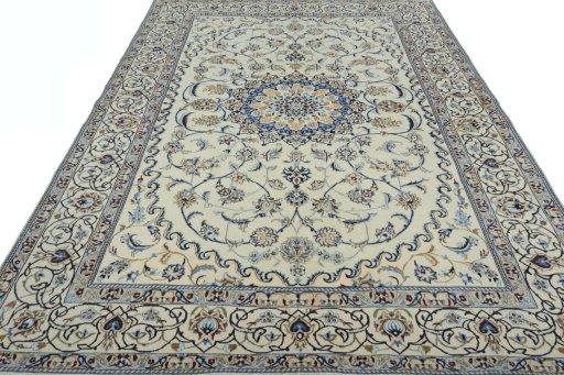 Surface texture of New Nain rug with natural Wool and intricate pattern