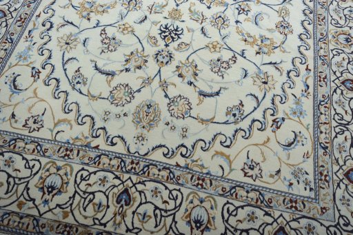 Close-up detail of New Nain rug from Iran / Persia showing Wool weave