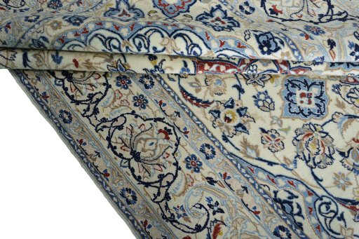 Close-up detail of New Nain rug from Iran / Persia showing Wool weave