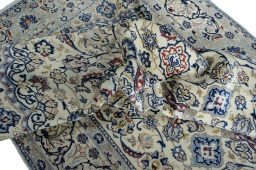 Surface texture of New Nain rug with natural Wool and intricate pattern