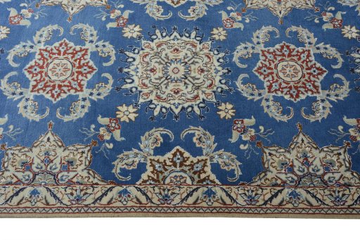 Close-up detail of New Nain rug from Iran / Persia showing Wool weave