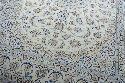 Close-up detail of New Nain rug from Iran / Persia showing Silk weave