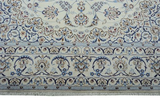 Full view of New Nain rug from Iran / Persia, 355 × 258 cm in Beige tones