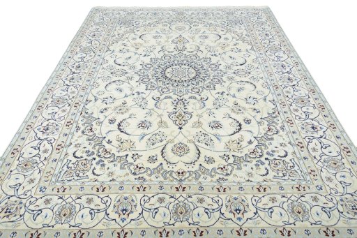 Surface texture of New Nain rug with natural Wool and intricate pattern