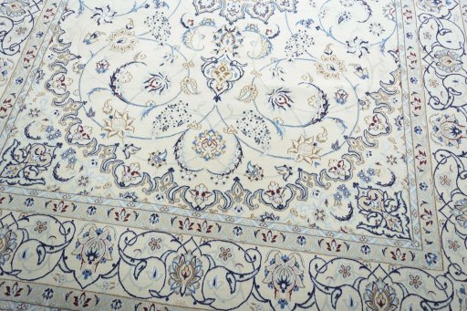 Close-up detail of New Nain rug from Iran / Persia showing Wool weave
