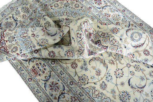 Surface texture of New Nain rug with natural Wool and intricate pattern