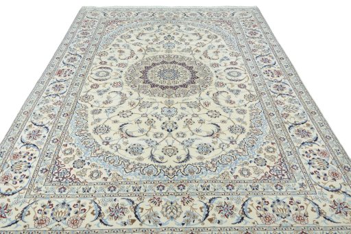 Surface texture of New Nain rug with natural Wool and intricate pattern