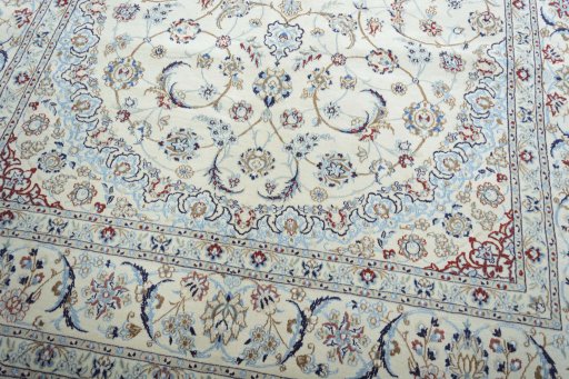 Close-up detail of New Nain rug from Iran / Persia showing Wool weave