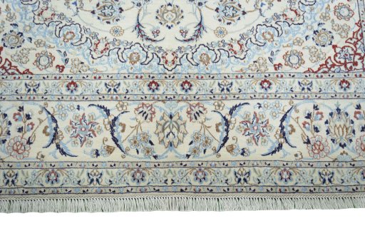 Full view of New Nain rug from Iran / Persia, 302 × 200 cm in Beige tones