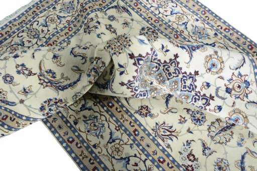 Surface texture of New Nain rug with natural Wool and intricate pattern
