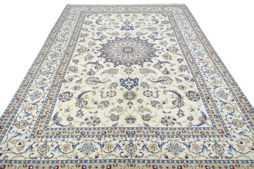 Surface texture of New Nain rug with natural Wool and intricate pattern